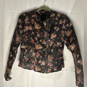 Floral Faux Leather Jacket